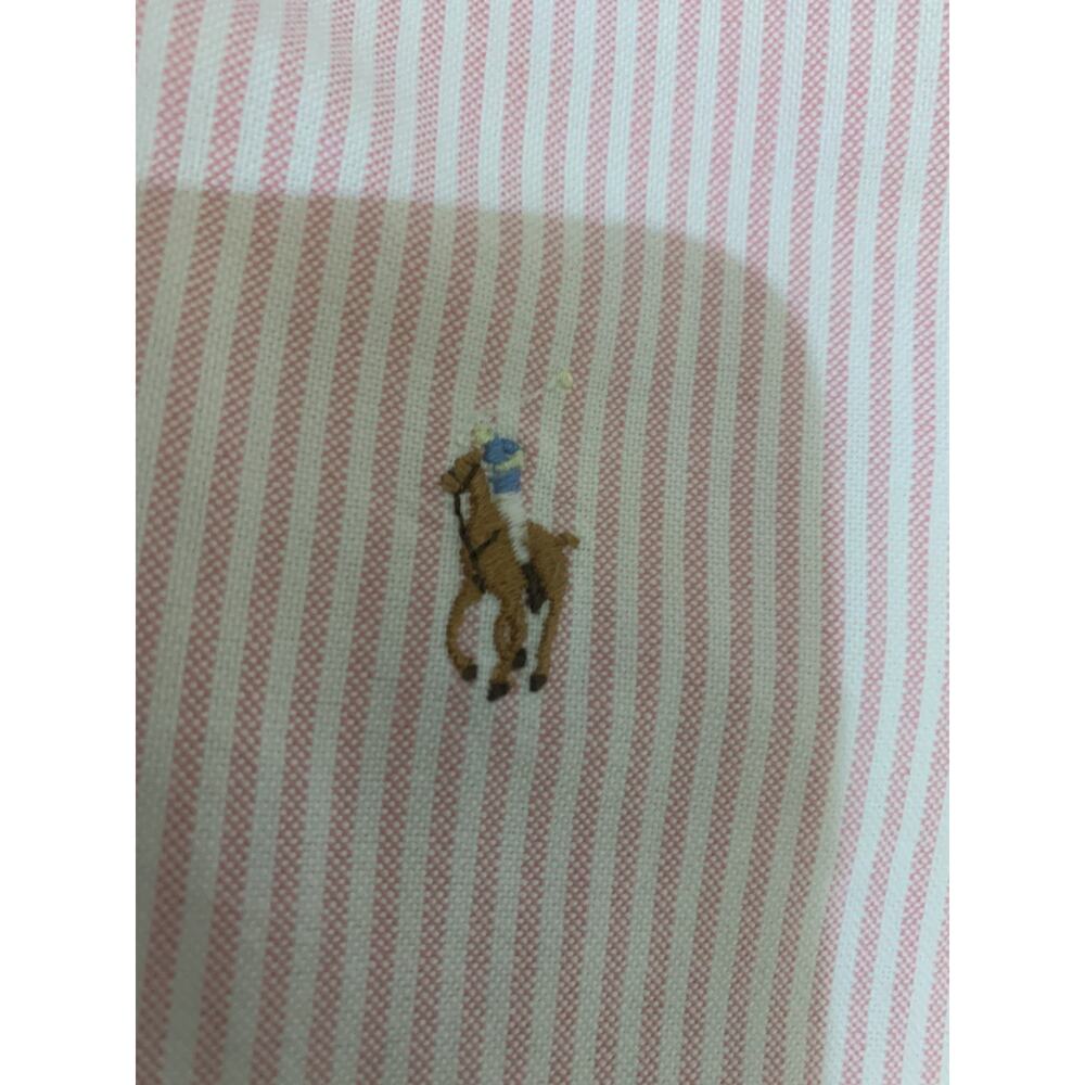 Vtg 90’s Polo Ralph Lauren Striped Button Up 15 1/2-33 Pink Preppy Flesh Pony - Picture 5 of 8